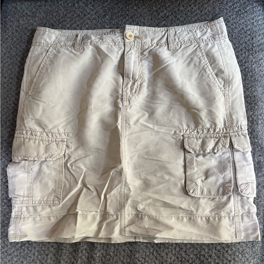 Beige Cargo Skirt with Pockets